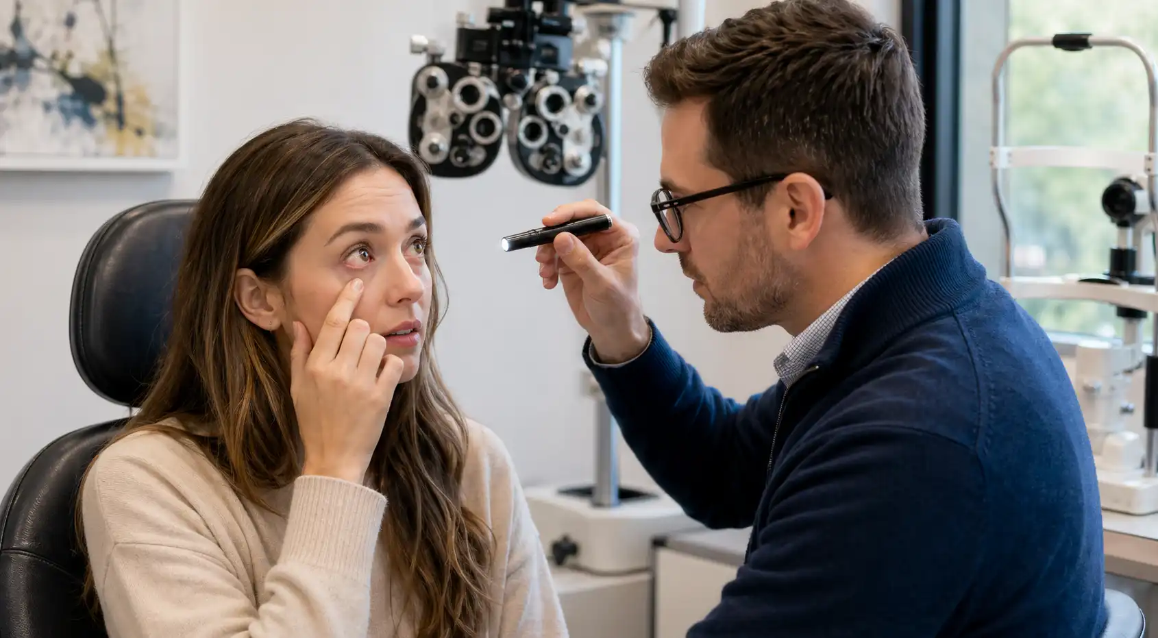 Urgent eye care support for irritation, red eye, or sudden visual symptoms