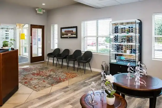Optical styling and consultation area inside Weber Eye Care in South Ogden, Utah